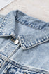 Lapel Distressed Raw Hem Buttons Denim Jacket